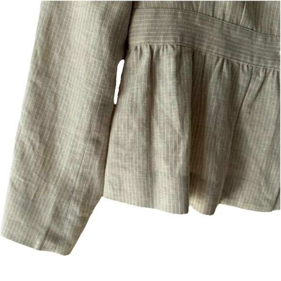 Pendleton Linen Blazer Women’s Size 10 Cream Pin Stripe Blazer Academia Preppy - Picture 2 of 12